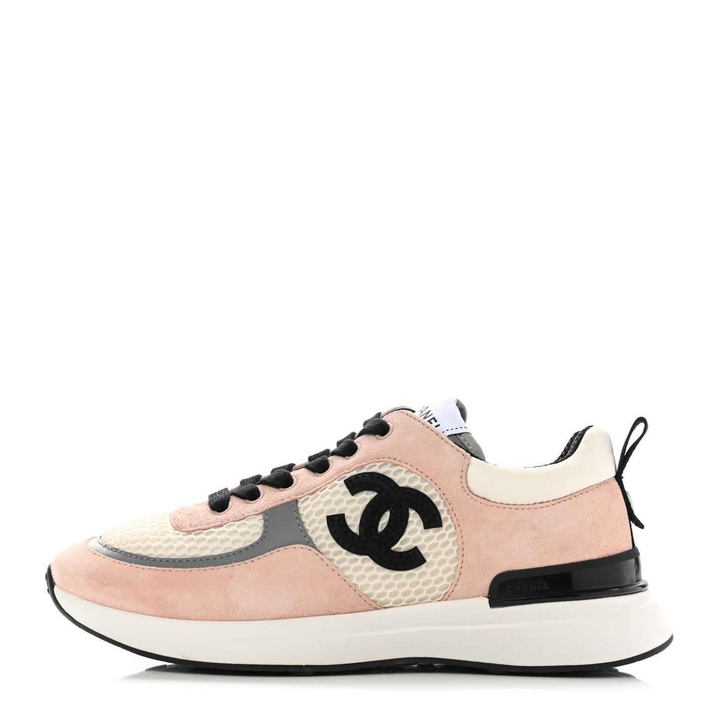 Mesh Suede Calfskin Grained Calfskin Womens CC Sneakers 36.5 Pink