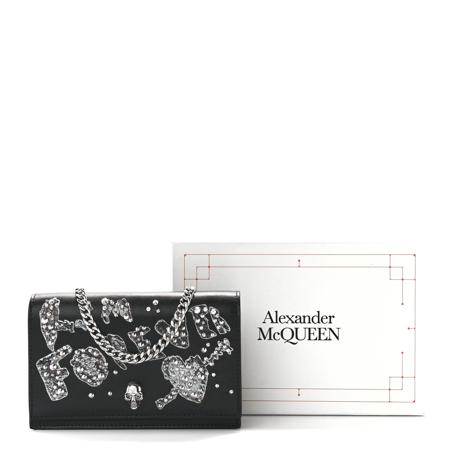 Calfskin Embellished Skull Mini Shoulder Bag Black