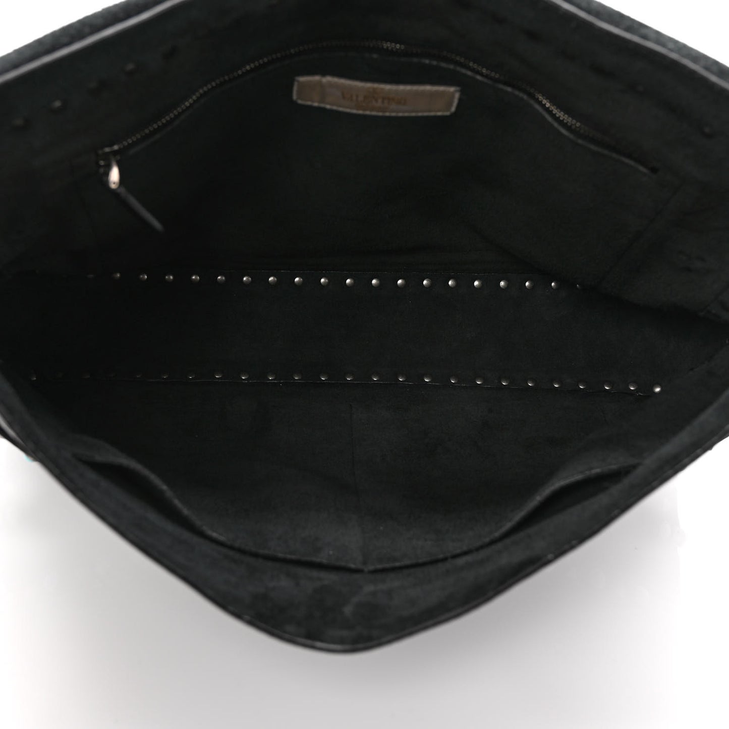 Pebbled Calfskin Rockstud Rolling Flap Messenger Bag Black