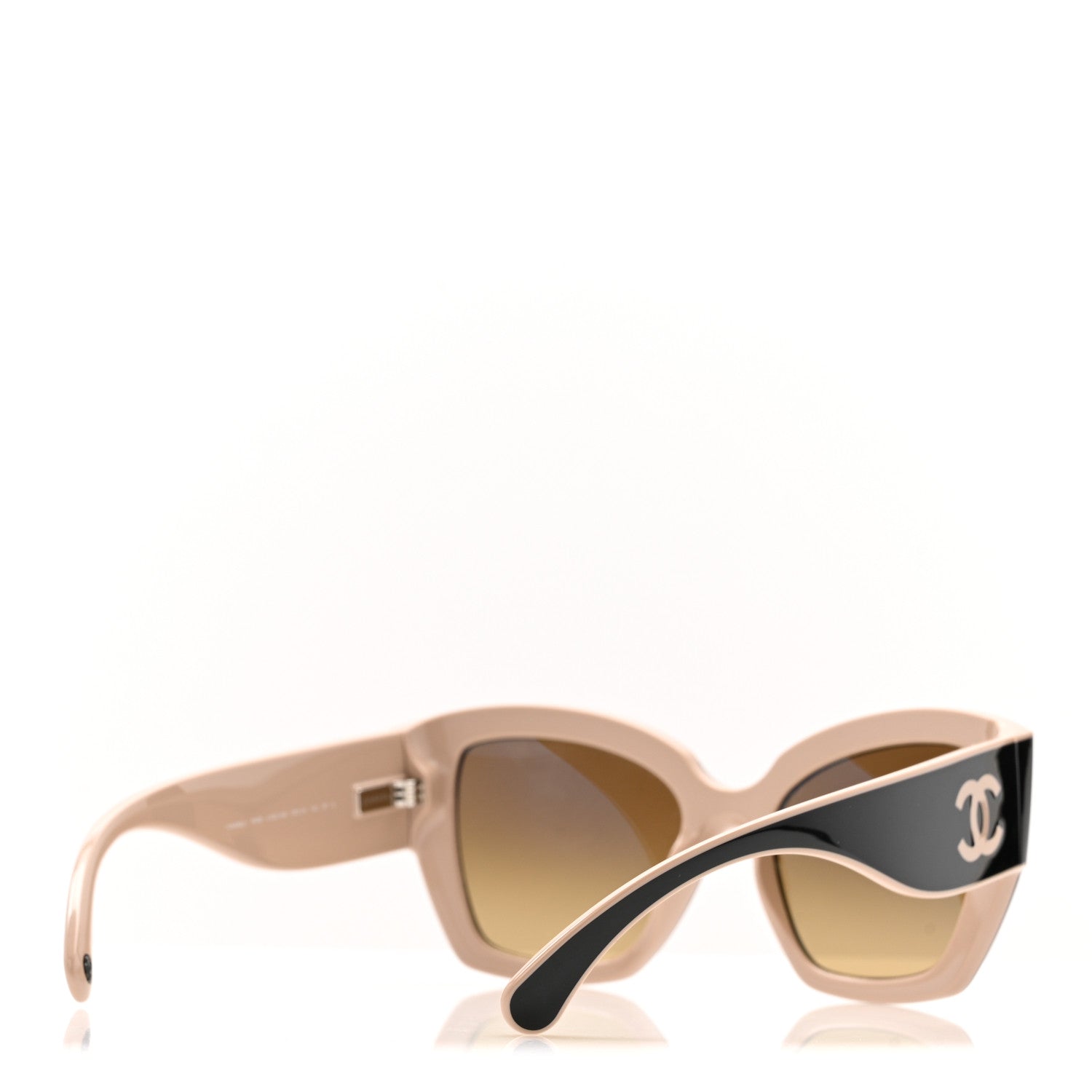 Chanel Acetate Square Sunglasses 6058 Black Beige 4 of 9