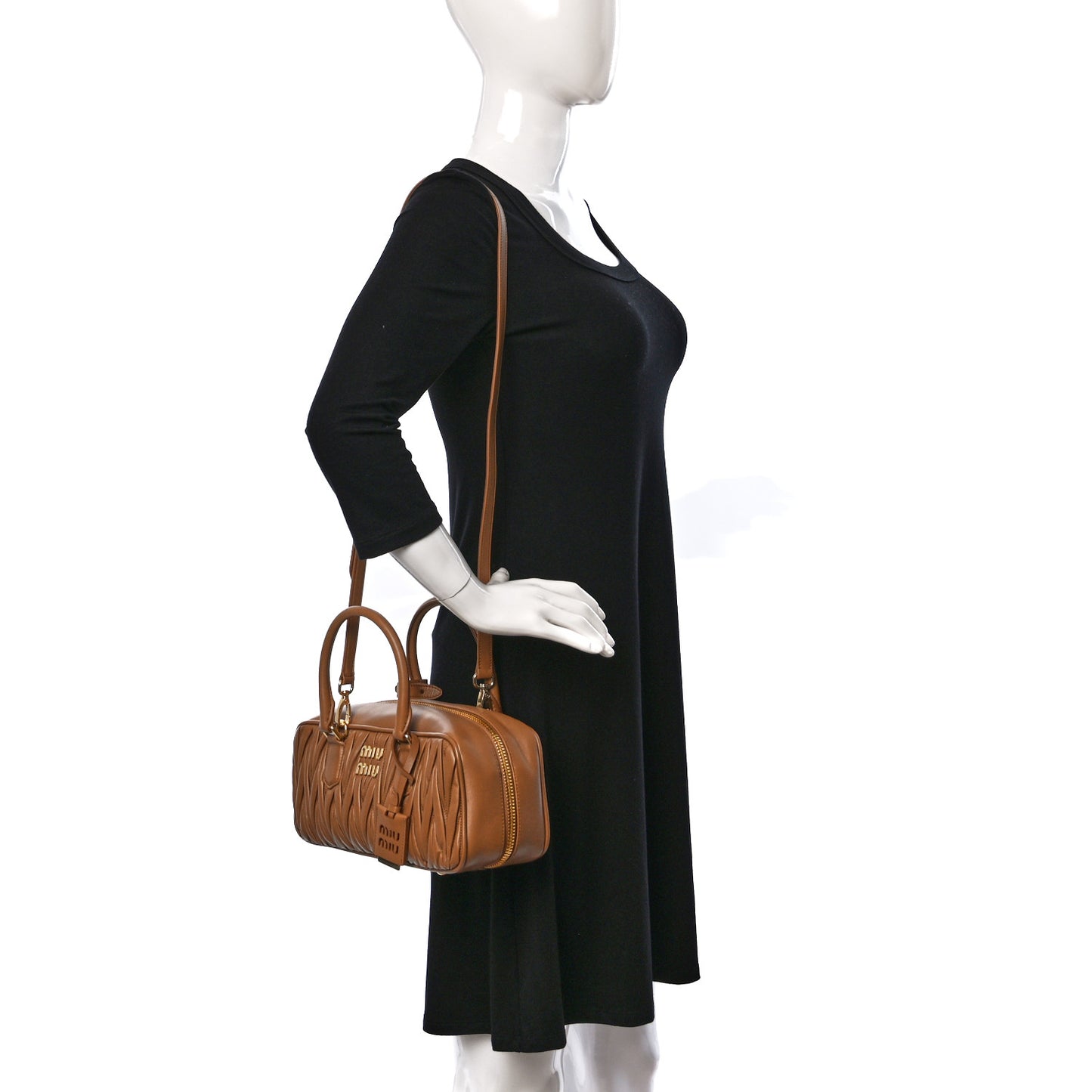 Nappa Matelasse Large Arcadie Top Handle Bag Caramel