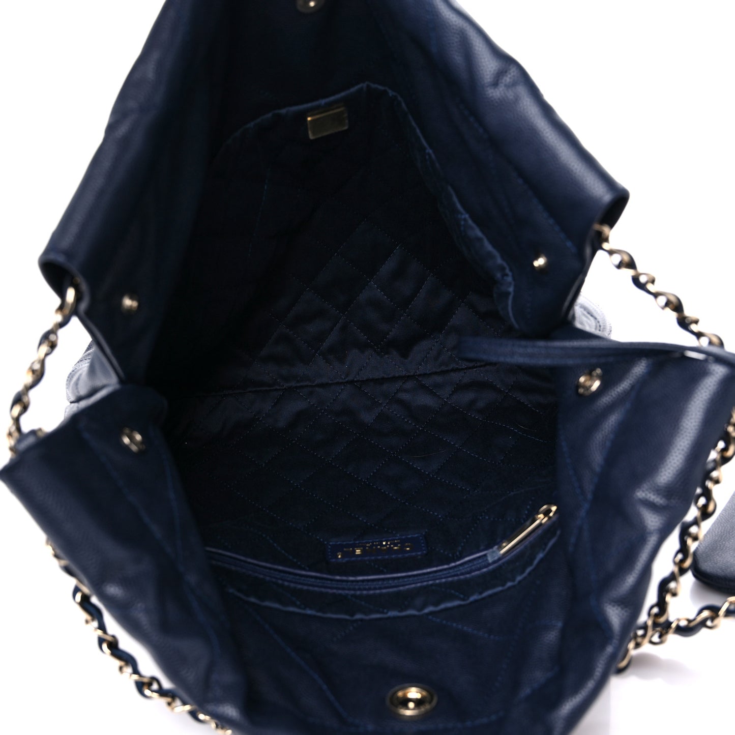 Shiny Caviar Quilted Small Chanel 22 Dark Blue