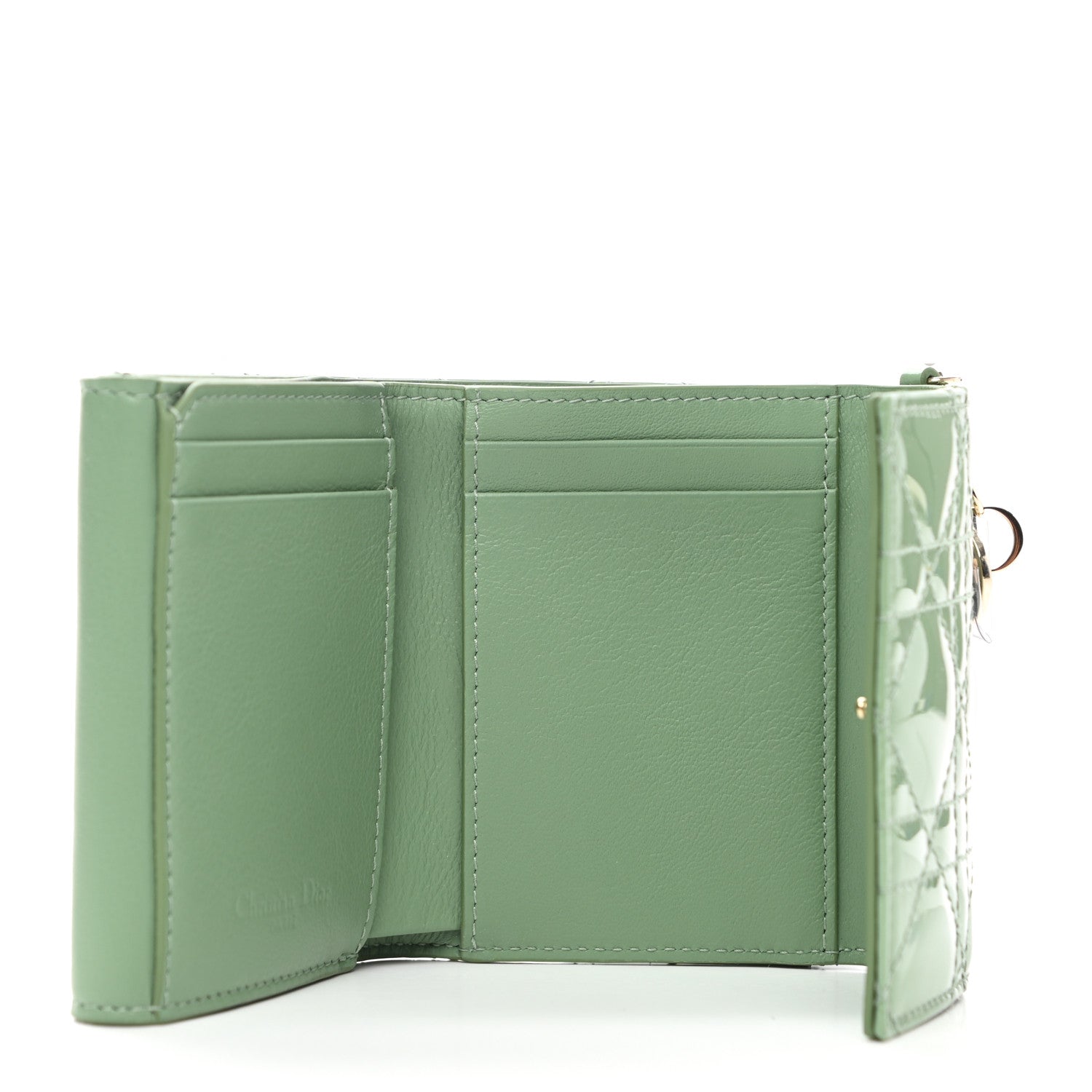 Christian Dior Patent Cannage Lady Dior Lotus Wallet Queen Mint 5 of 7