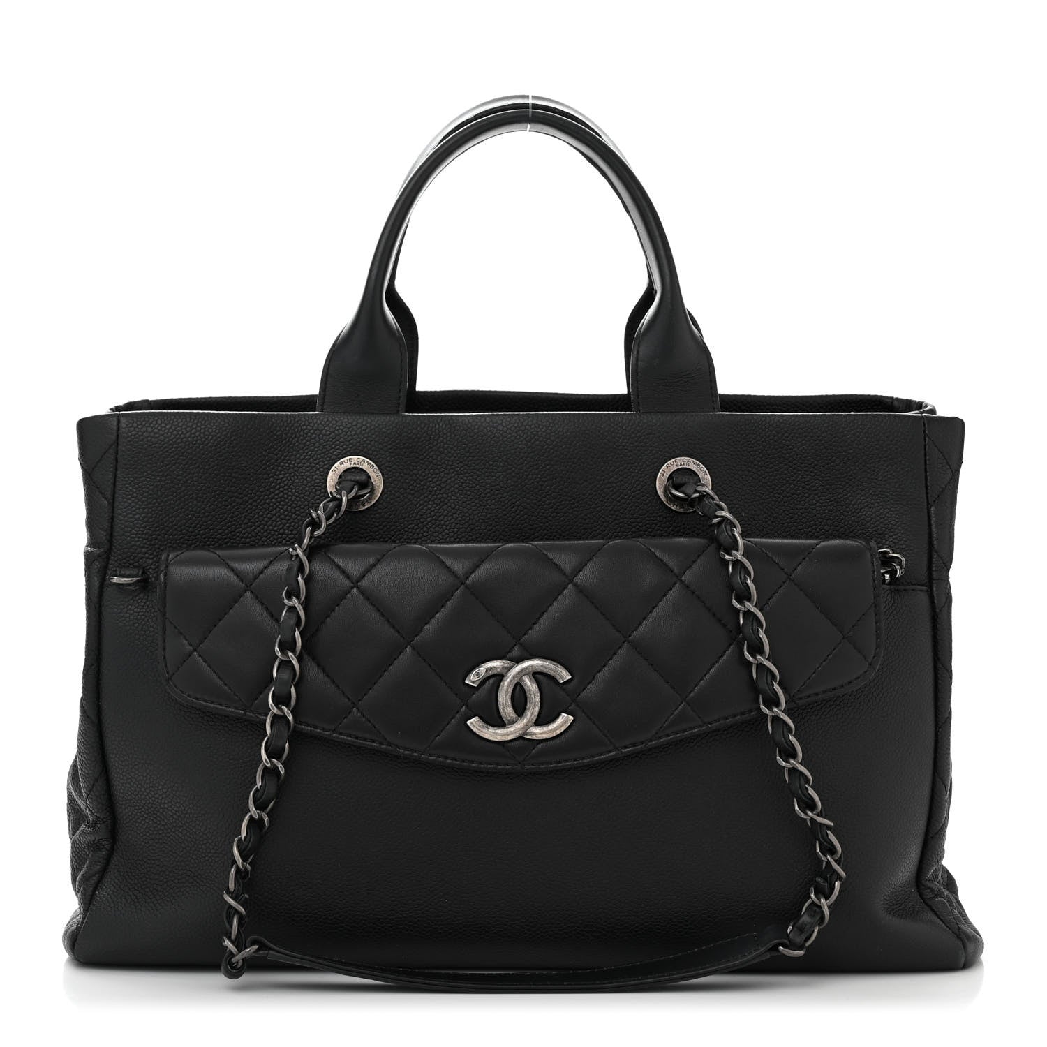 Chanel Caviar Lambskin Quilted Large Coco Break Shopping Bag Black 1 of 13