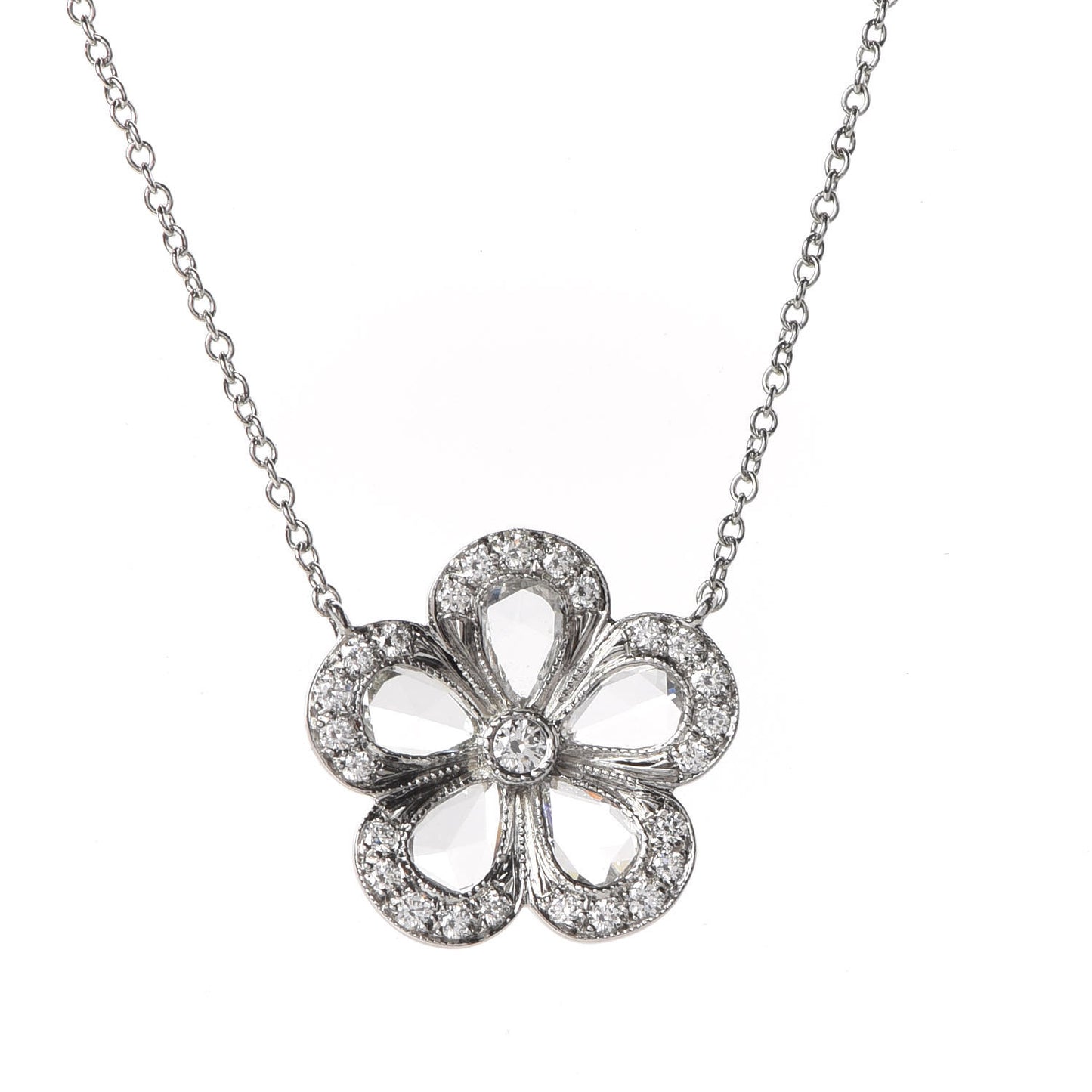 Platinum Diamond Enchant Flower Pendant Necklace