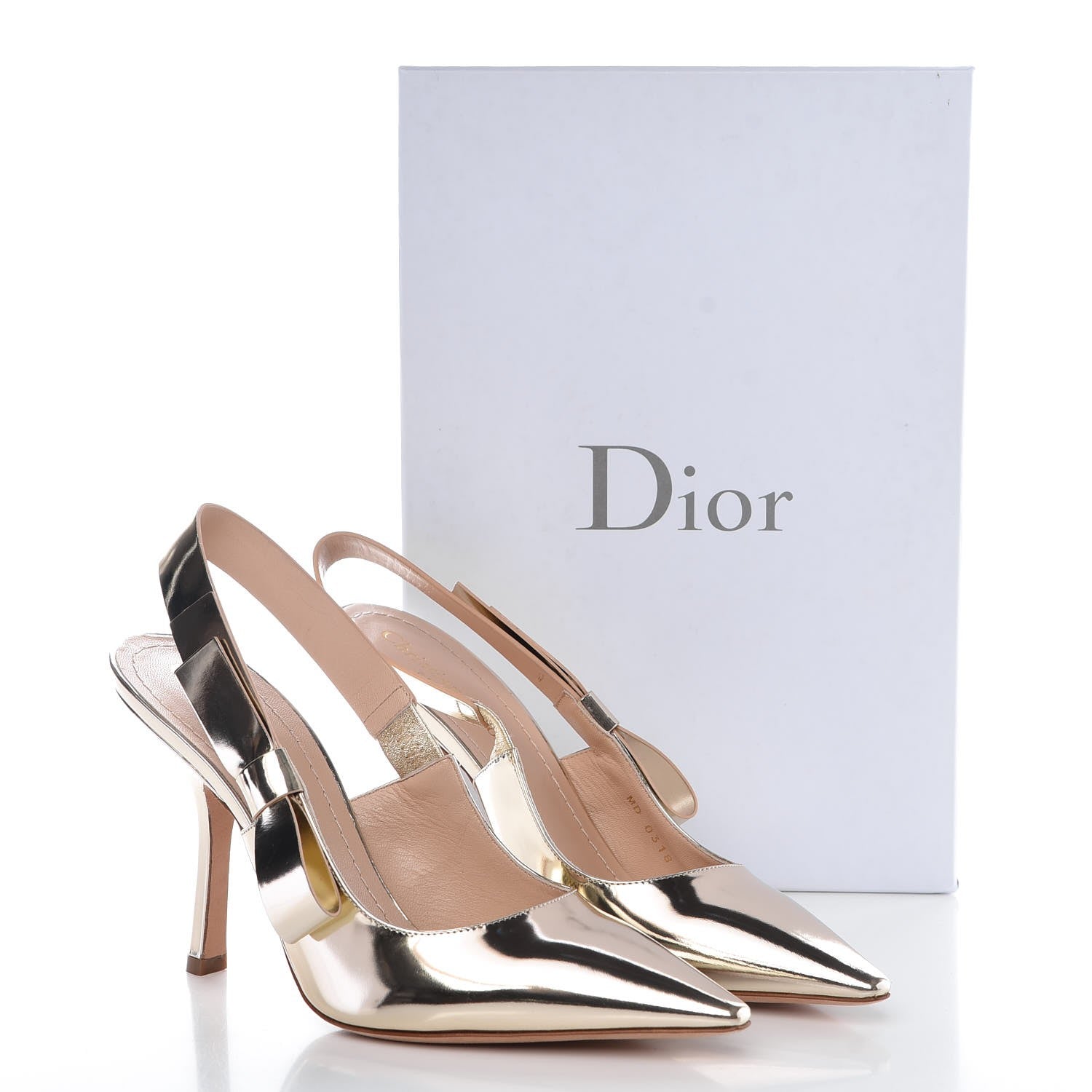 Christian Dior Metallic Calfskin Sweet D Slingback Pumps 39.5 Stardust Gold 10 of 10