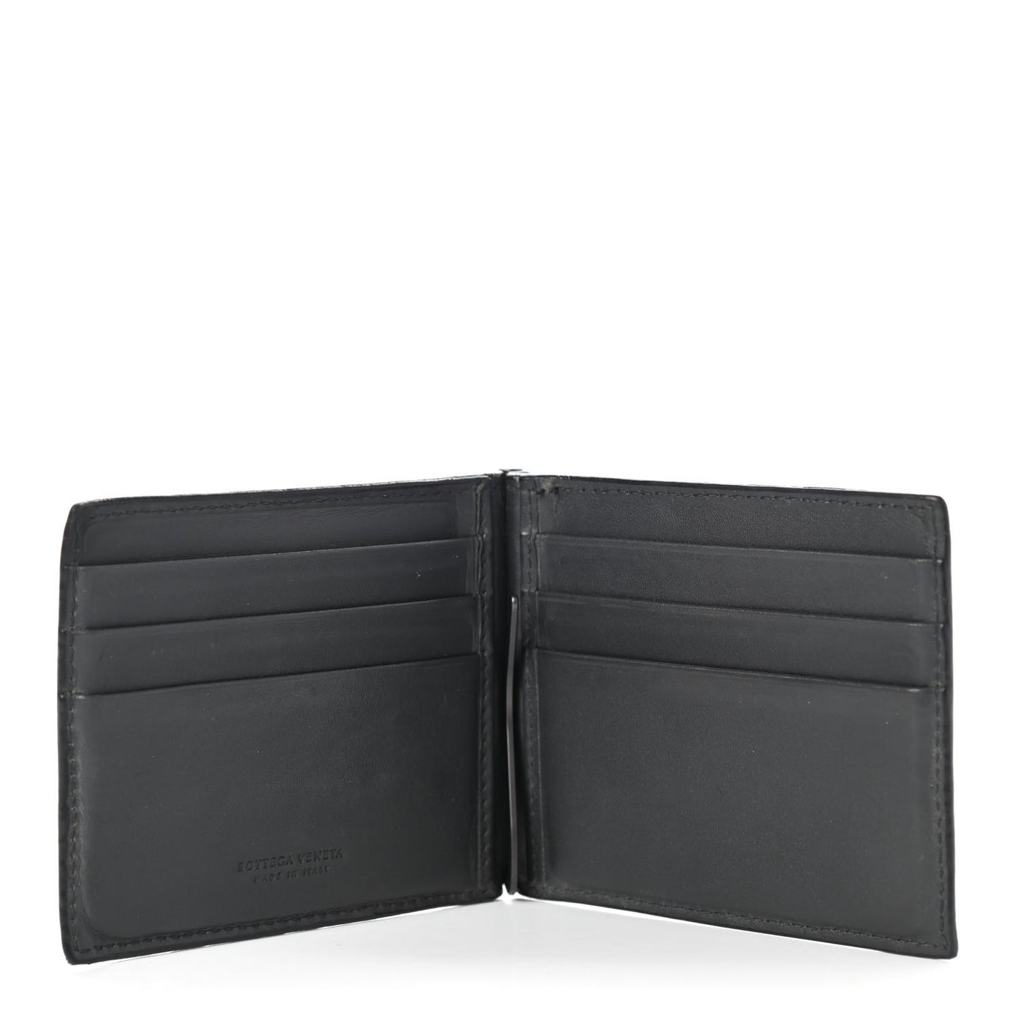 Nappa Intrecciato Bi-Fold Money Clip Wallet Black