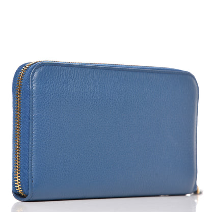 Prada Vitello Daino Zip Around Wallet Cobalto 3 of 9