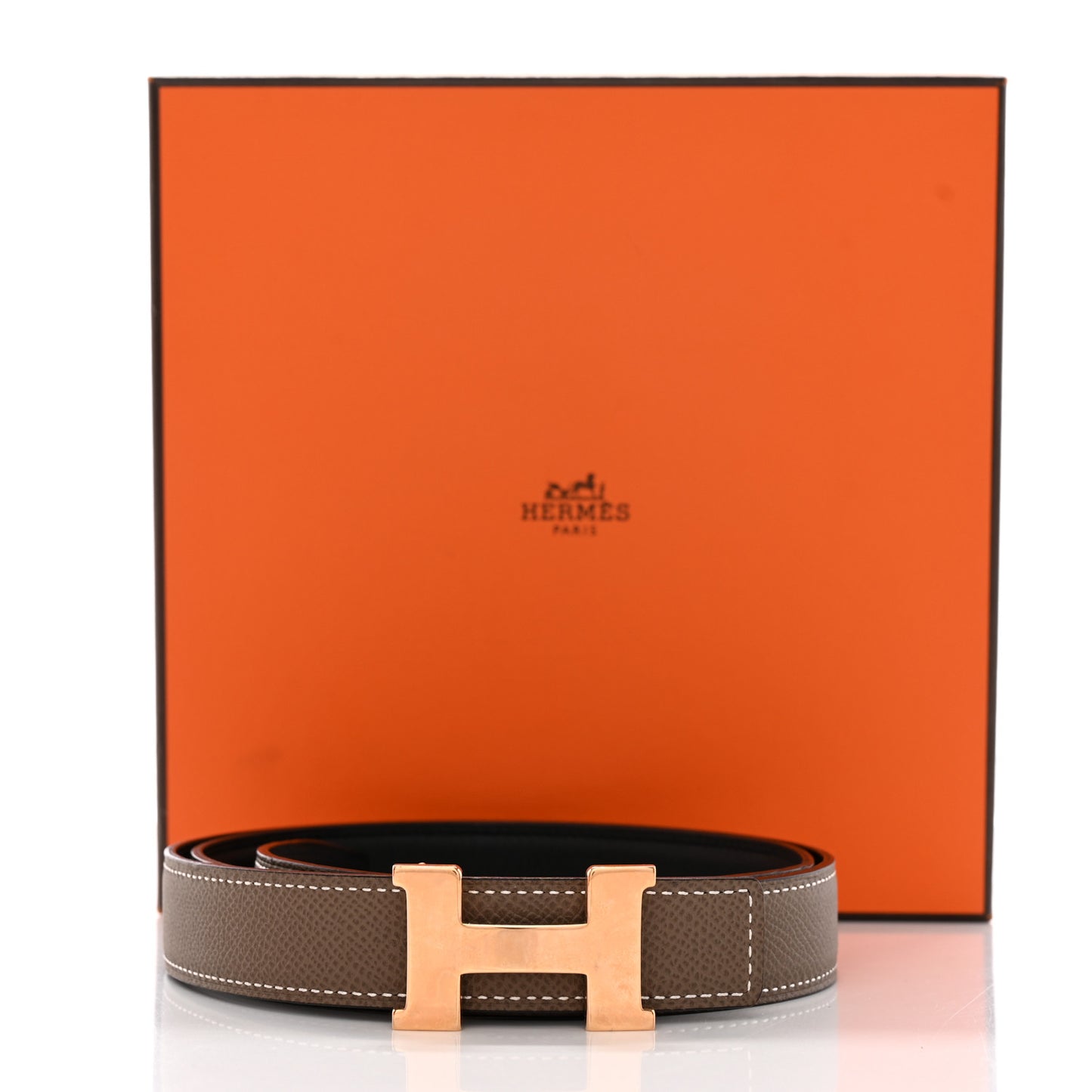 Swift Epsom 24mm Mini Constance H Belt Black Etoupe