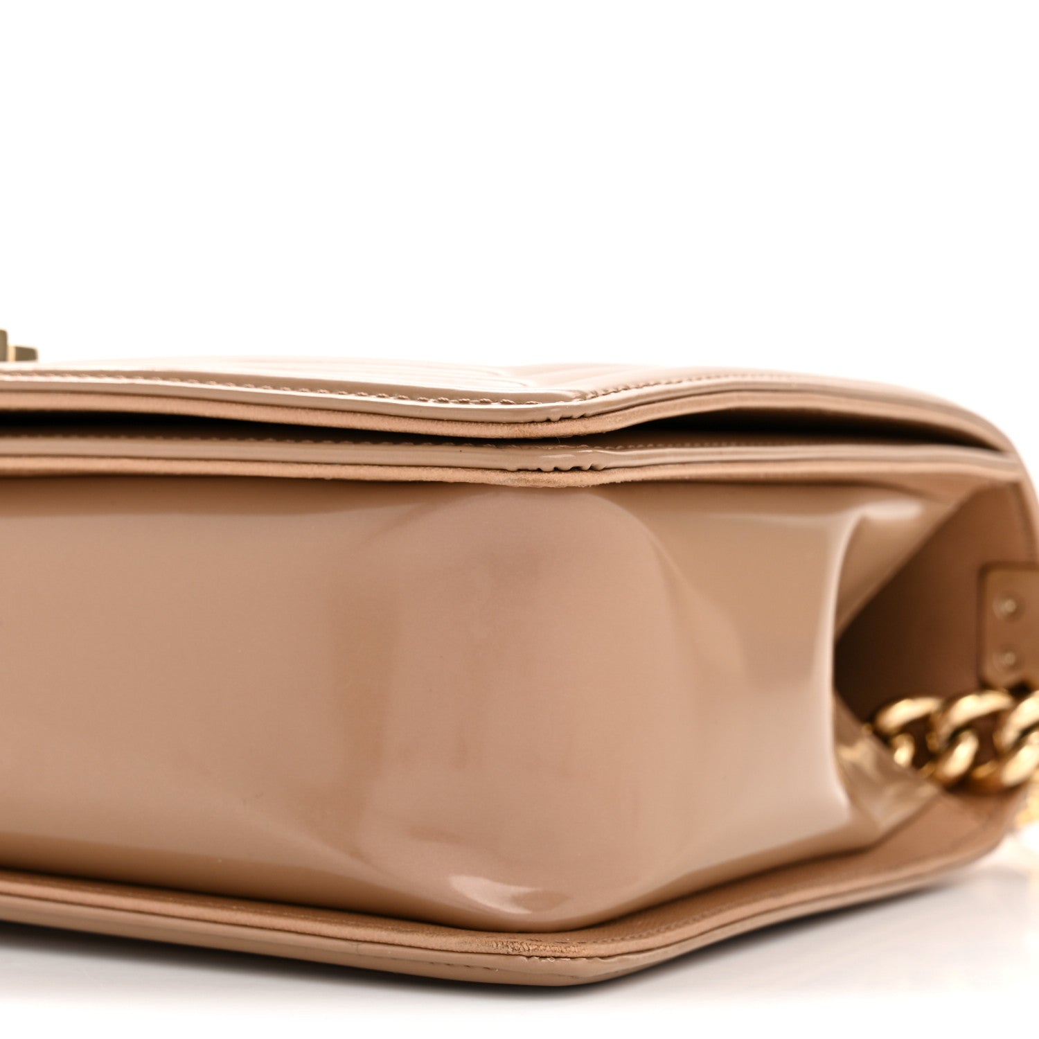 Chanel Iridescent Patent Calfskin New Medium Boy Flap Beige 10 of 12