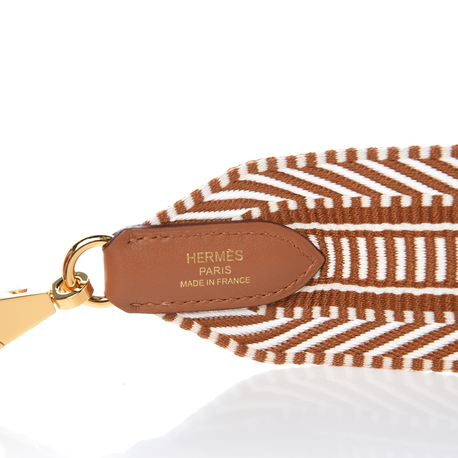 Hermes Toile Swift 50mm Sangle Cavale Shoulder Strap Ecru Beige Gold 3 of 5