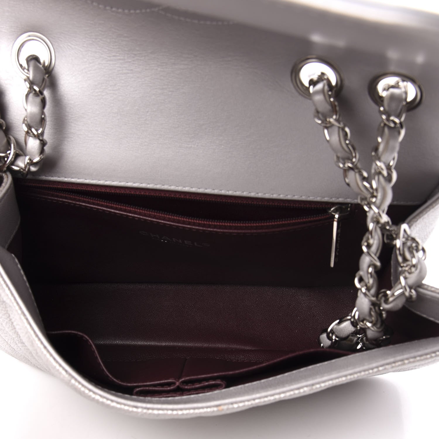 Chanel Metallic Caviar Quilted Medium CC Filigree Flap Silver 5 of 14
