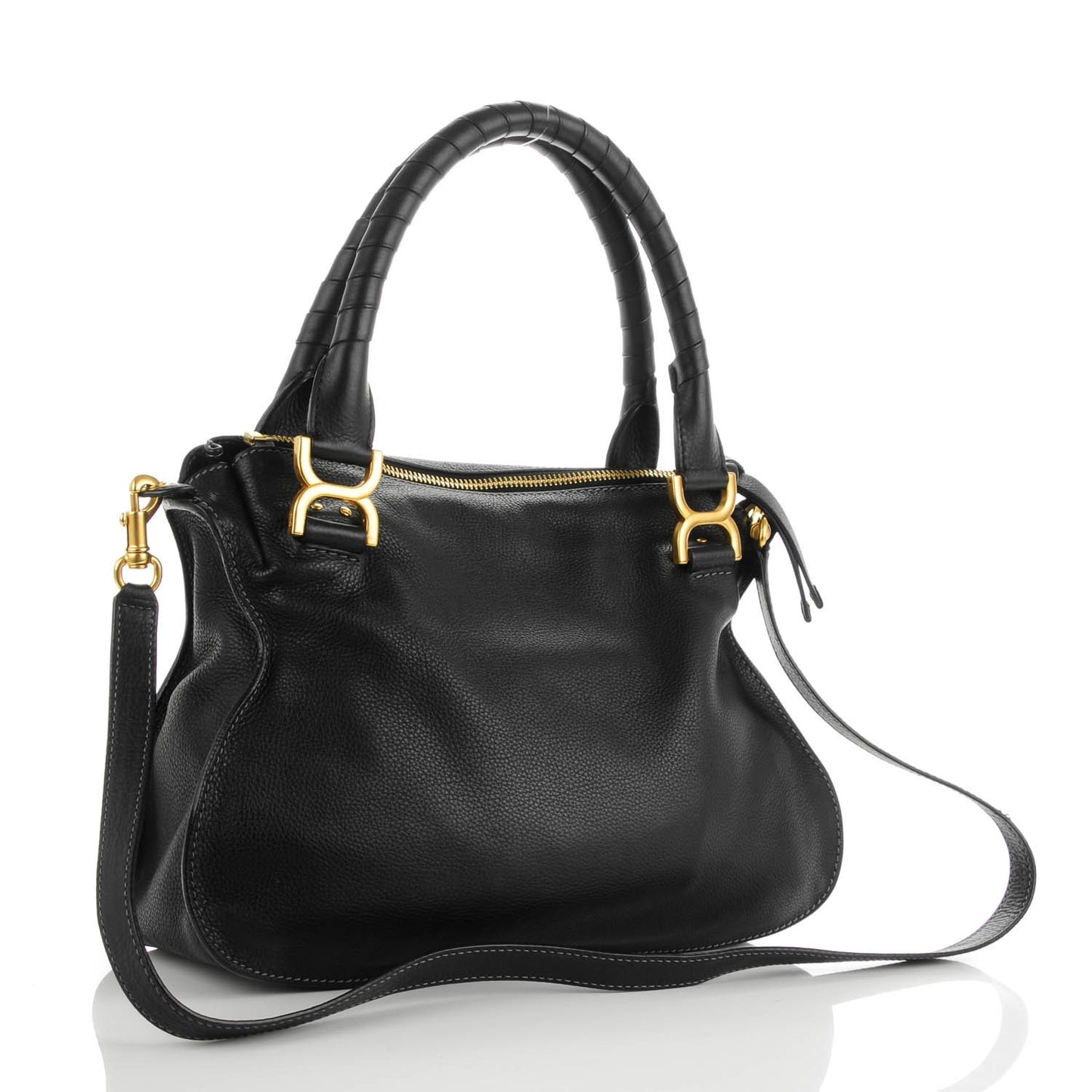 Calfskin Medium Marcie Satchel Black