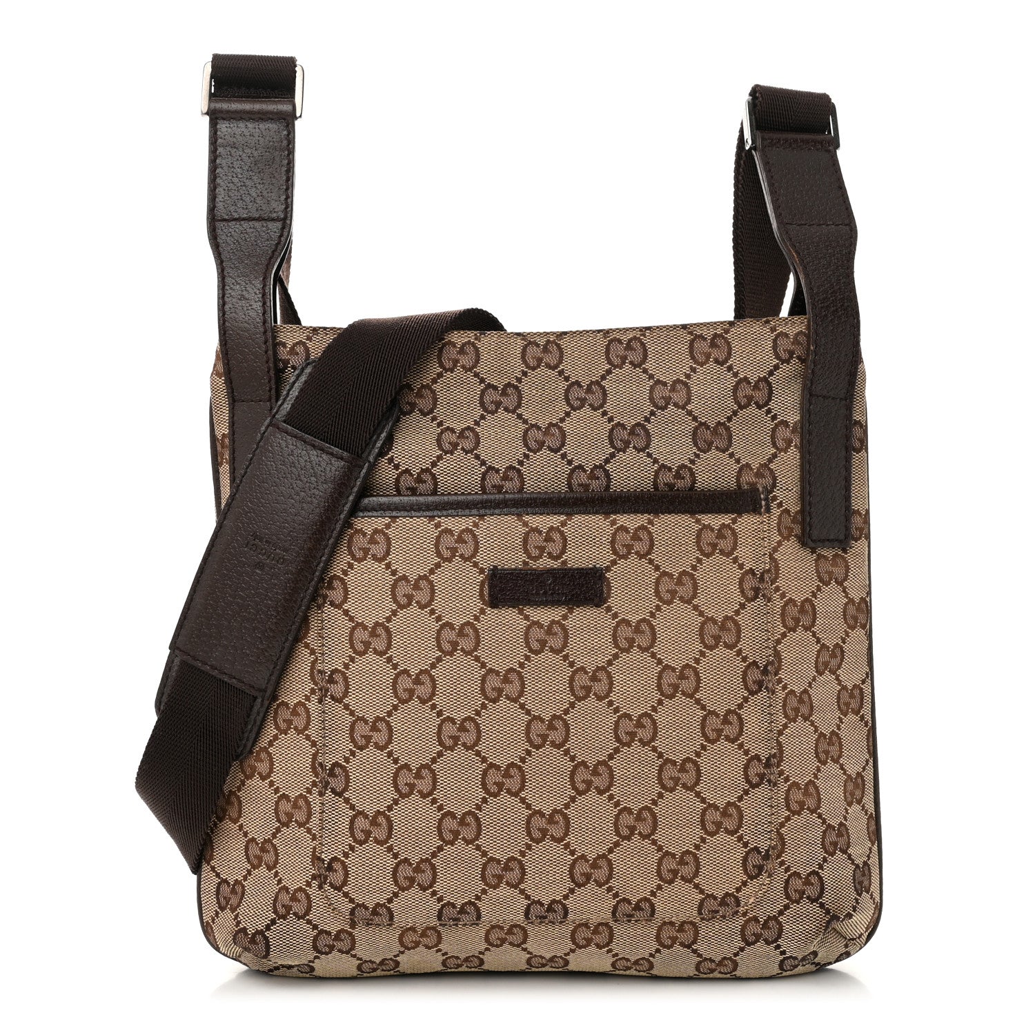 Gucci Monogram Flat Messenger Bag Dark Brown 1 of 11