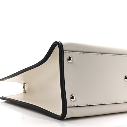 Fendi Vitello Century Velvet F is Fendi FF Embroidered Regular Runaway Satchel White Black 9 of 10