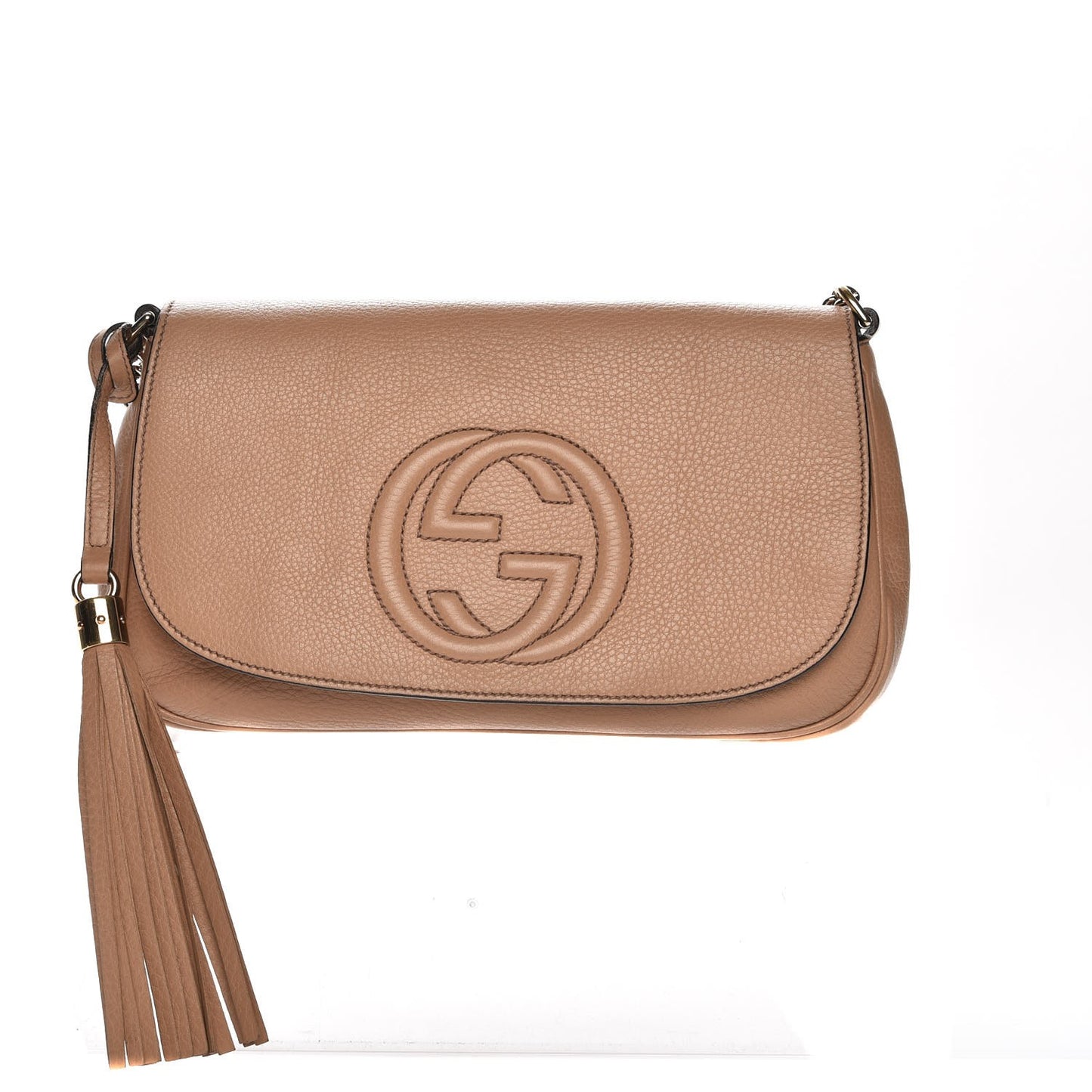 Pebbled Calfskin Medium Soho Flap Crossbody Camelia