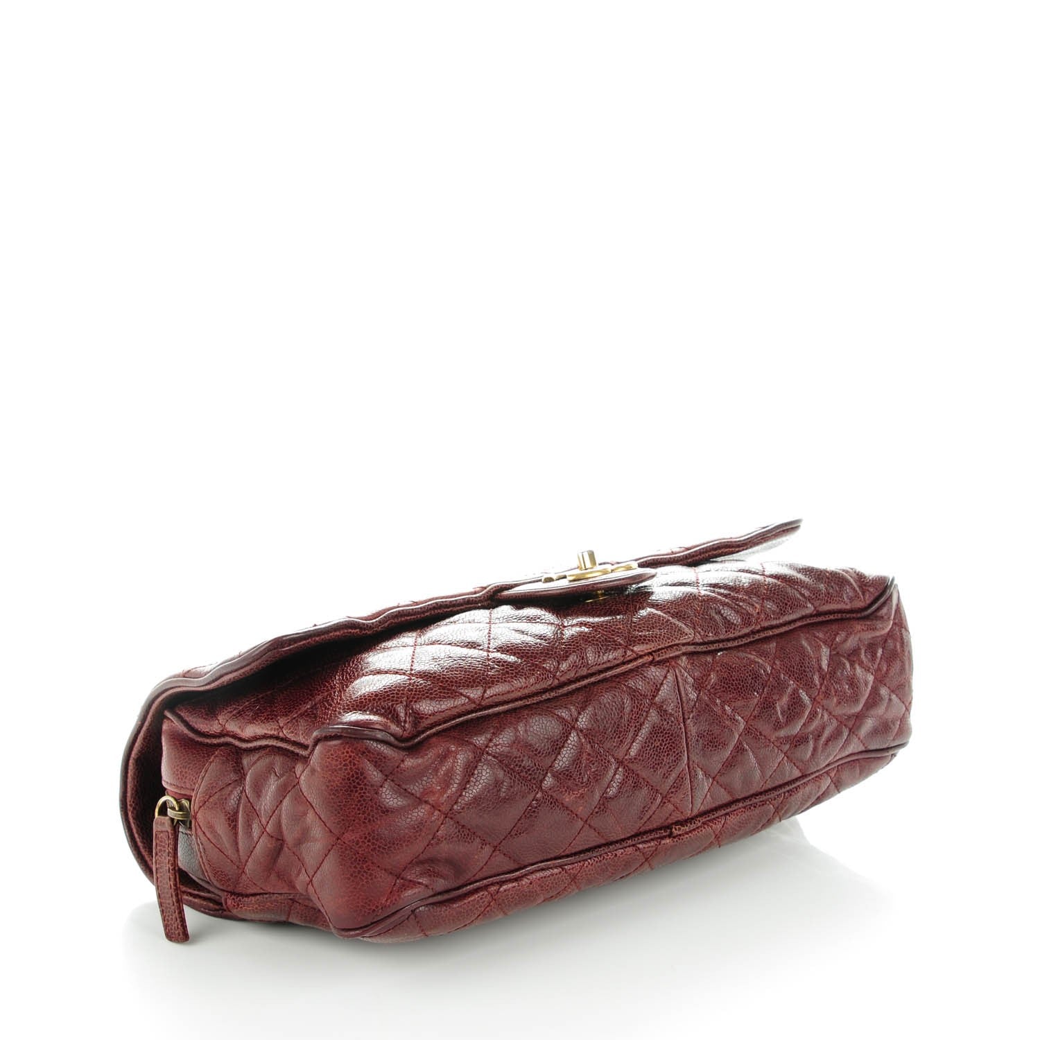 Chanel Crumpled Grained Calfskin Quilted Large Shiva Flap Burgundy 4 of 7