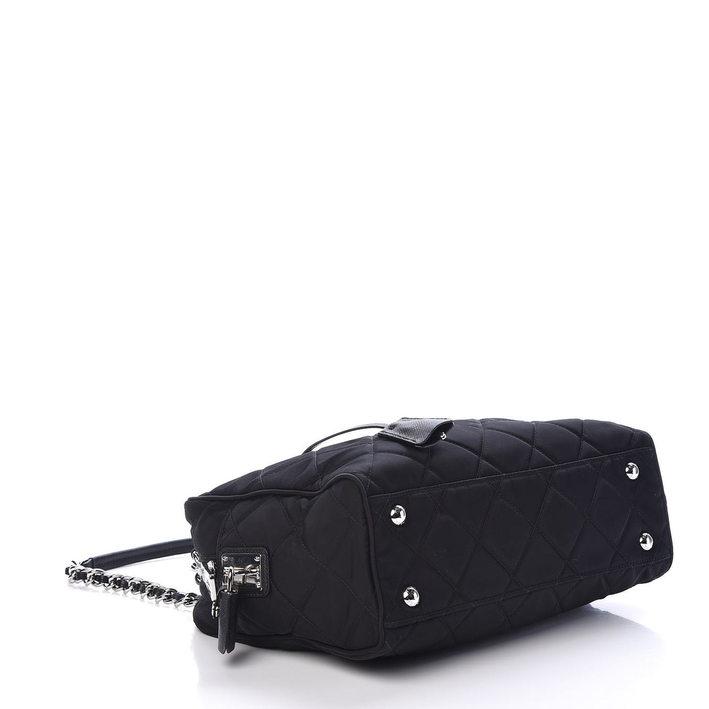 Nylon Tessuto Impuntu Quilted Shoulder Bag Black