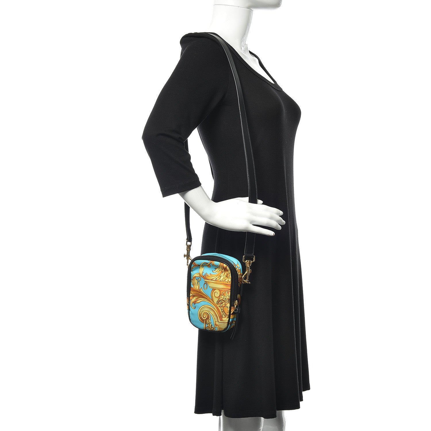 Versace Nylon Baroque Print Small Crossbody Bag Black 2 of 10
