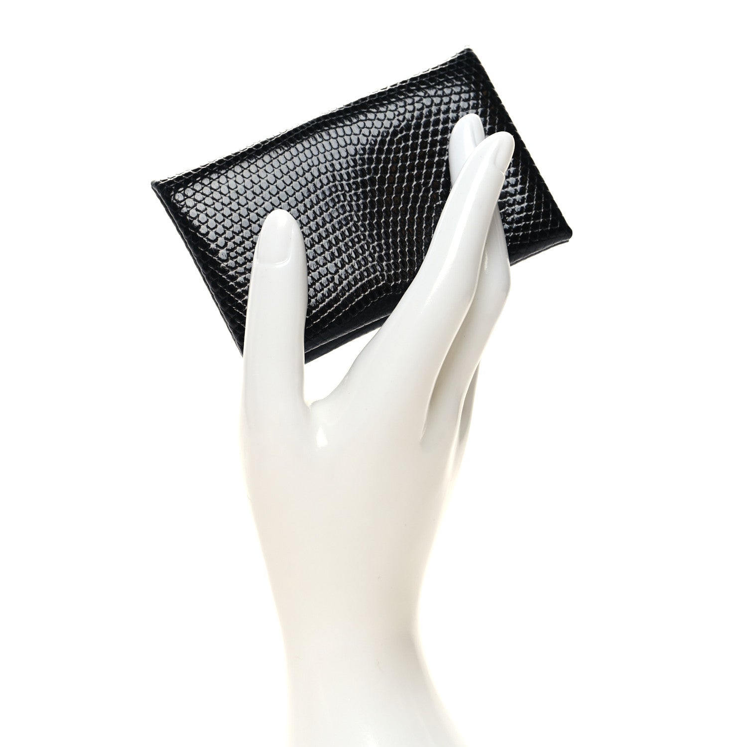 Hermes Lizard Calvi Card Case Black 2 of 9
