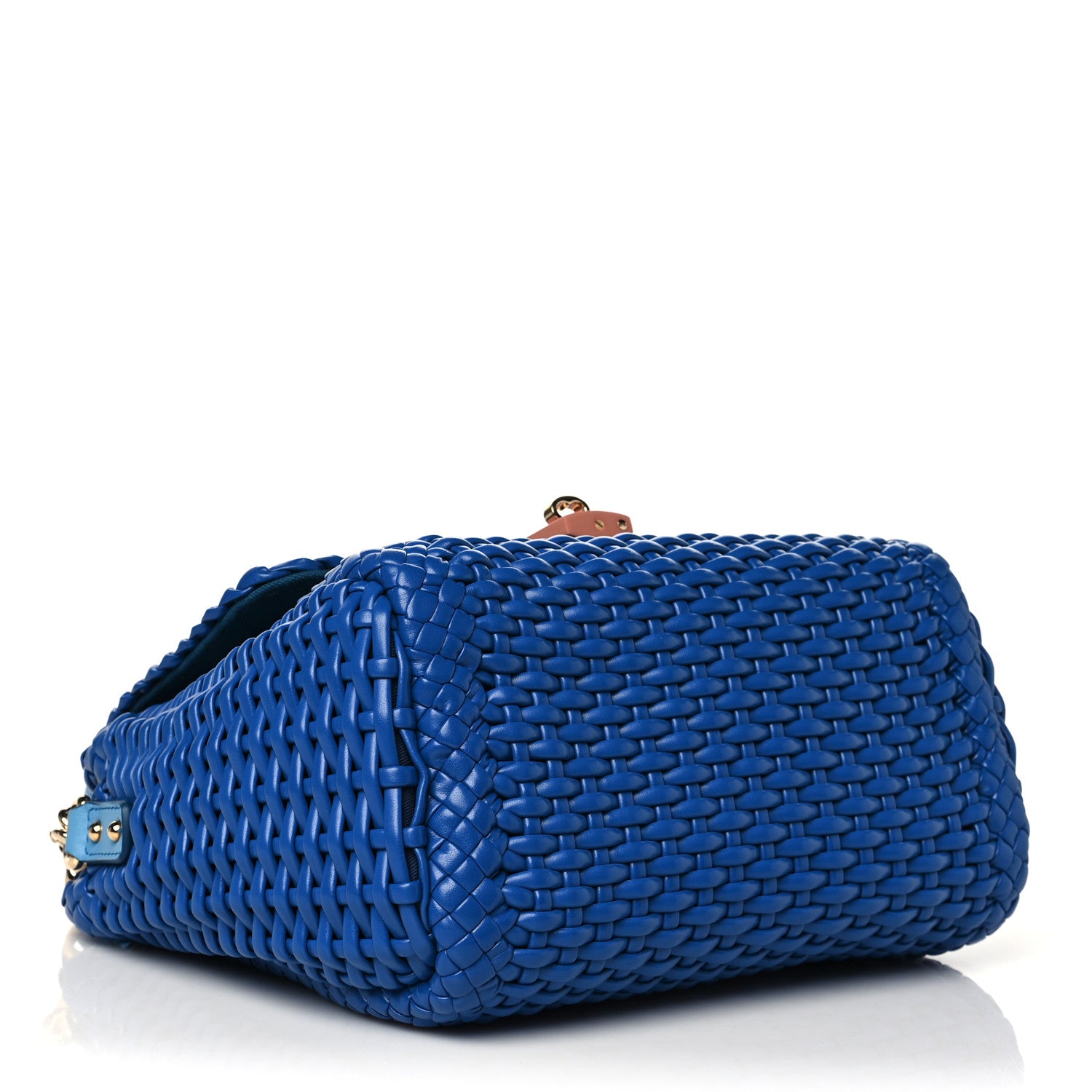 Dolce & Gabbana Woven Calfskin Padlock Shoulder Bag Blue 7 of 17
