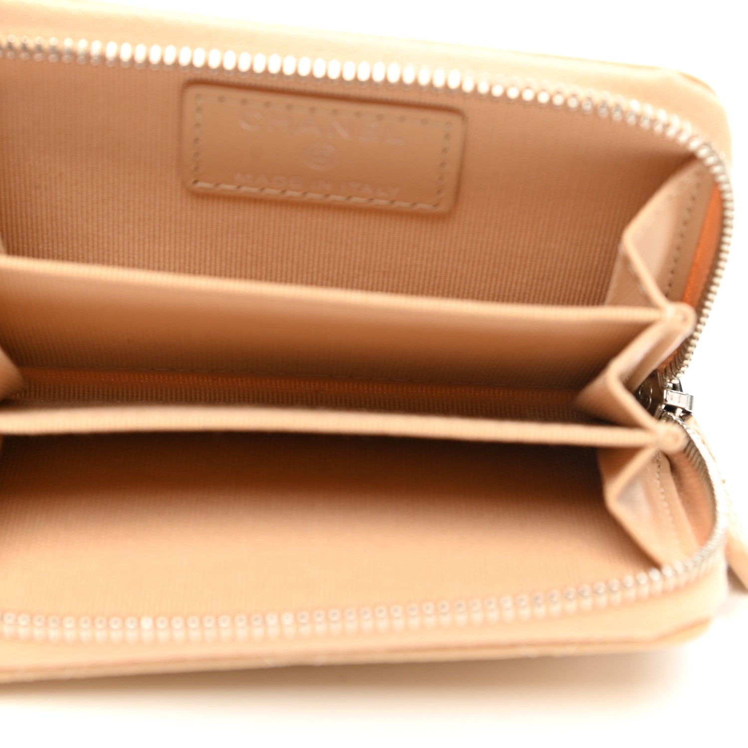 Chanel Caviar Quilted Zip Around Coin Purse Beige 7 of 8