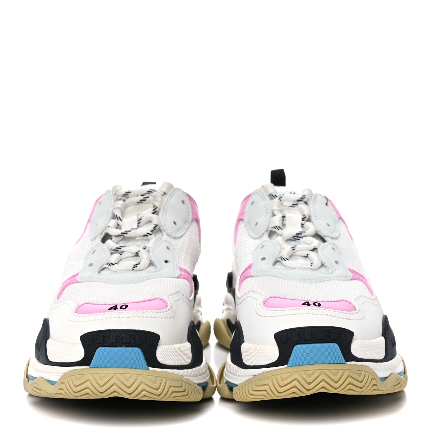 Fabric Mesh Washed Effect Womens Triple S Sneakers 40 Pink White Blue
