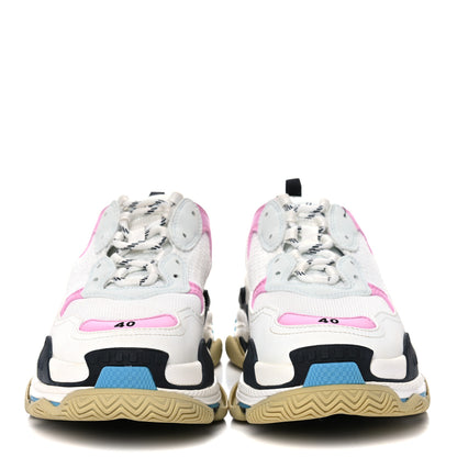 Balenciaga Fabric Mesh Washed Effect Womens Triple S Sneakers 40 Pink White Blue 2 of 12
