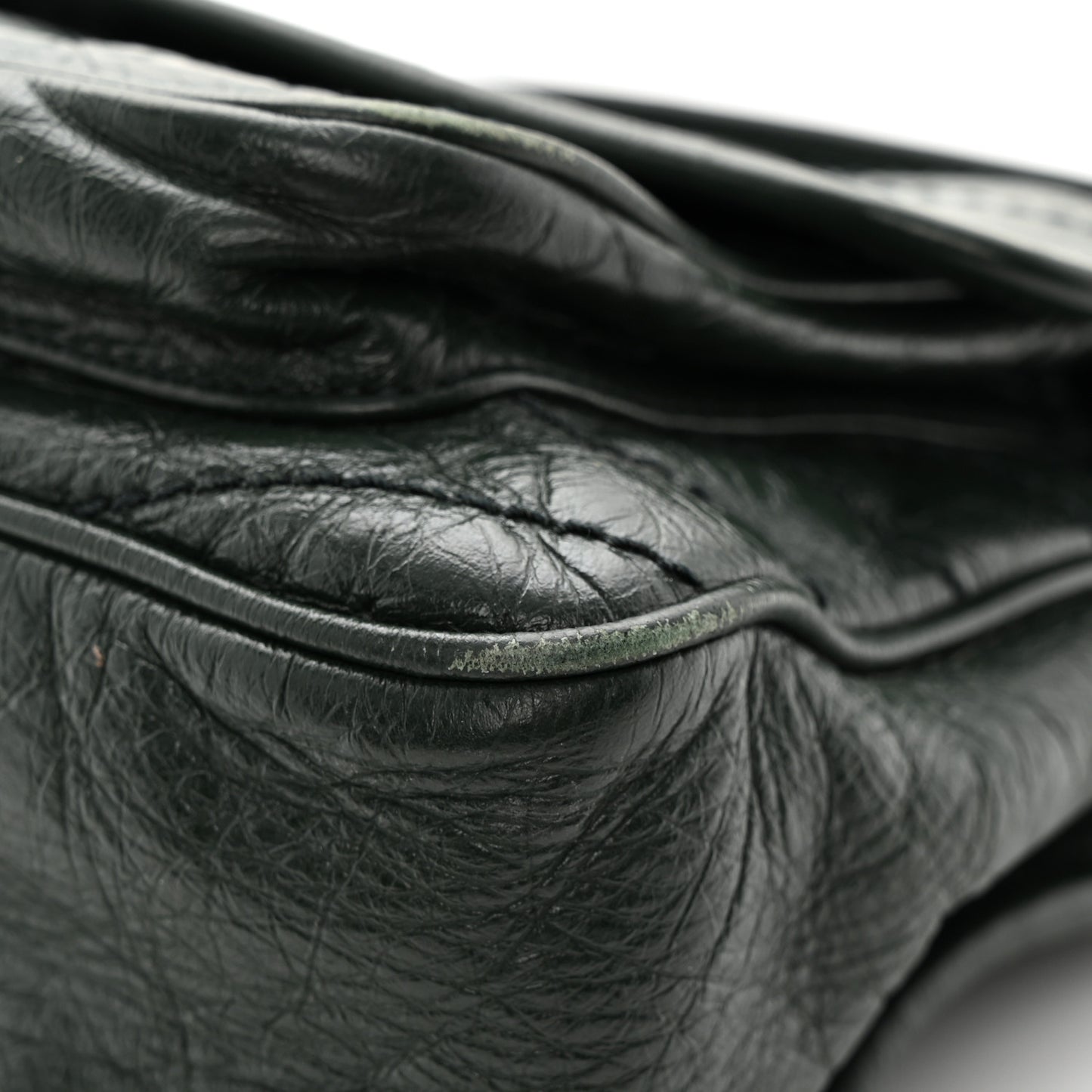 Crinkled Lambskin Matelasse Monogram Medium Niki Chain Satchel Dark Green