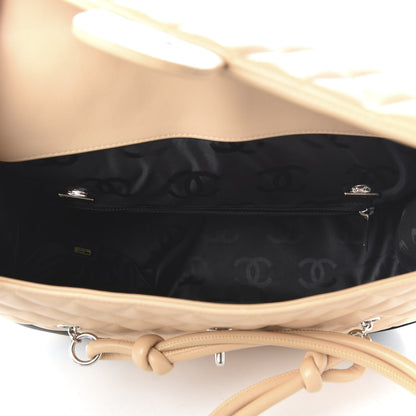 Chanel Calfskin Quilted Large Cambon Flap Beige Black 5 of 10