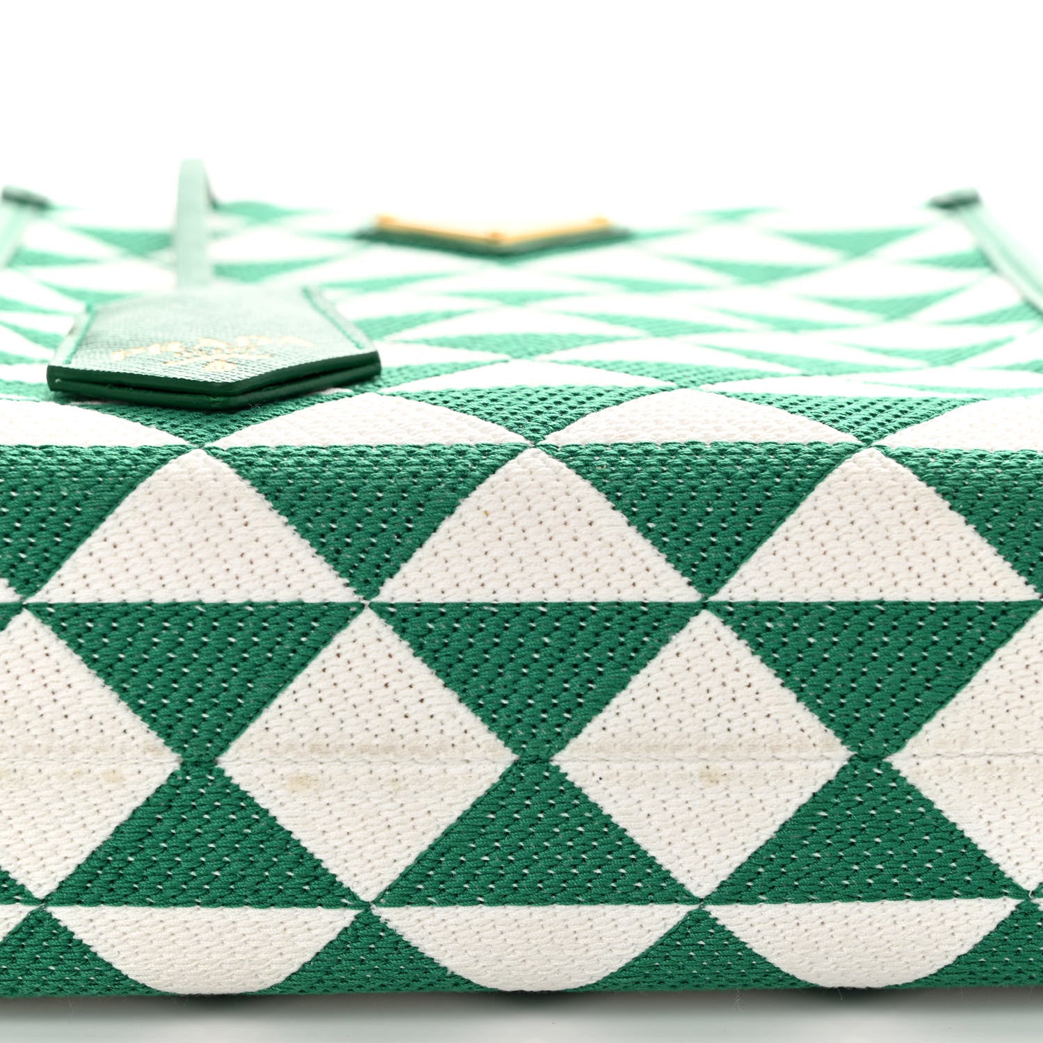 Prada Jacquard Saffiano Triangolo Symbole Embroidered Micro Tote Mango White 10 of 11