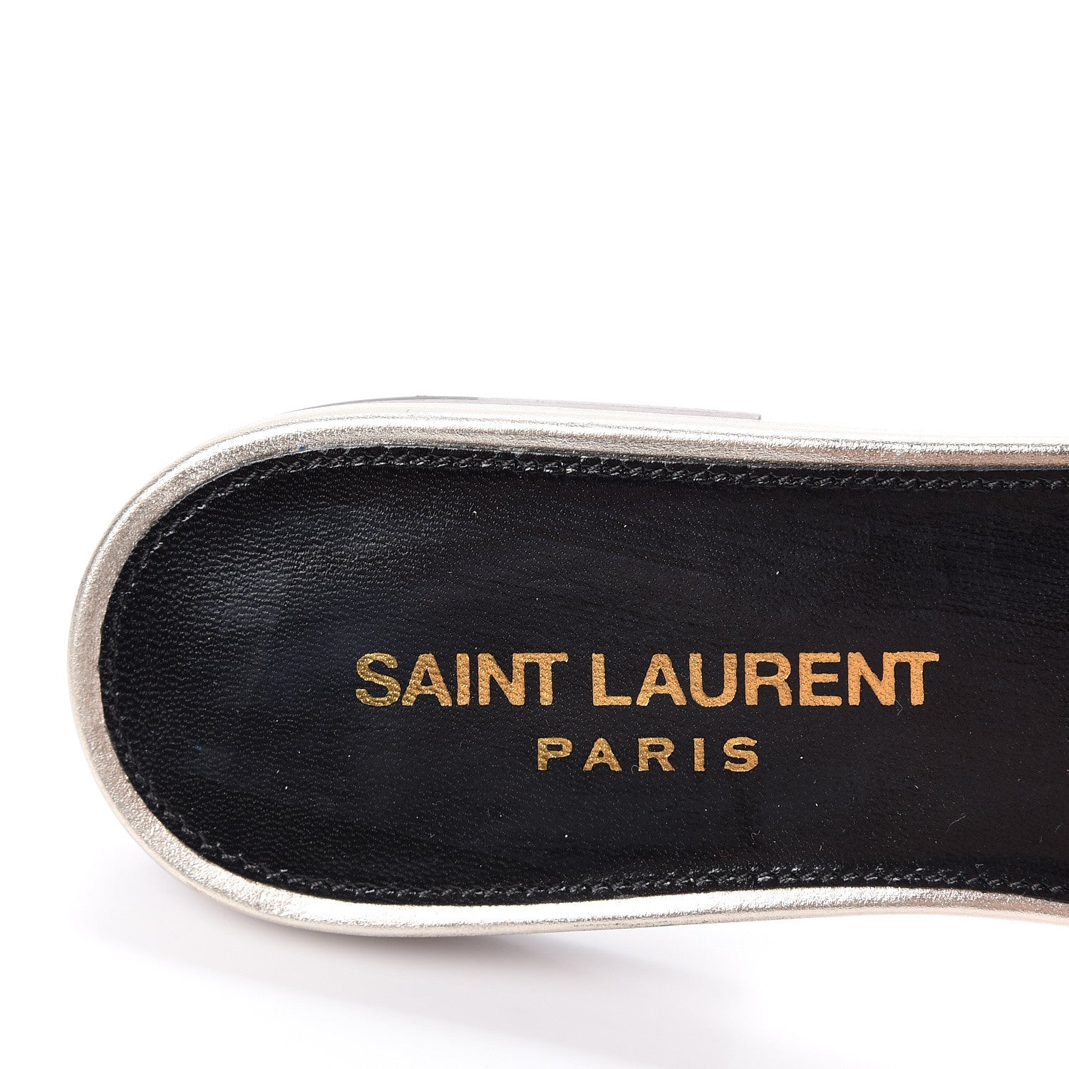 Saint Laurent Calfskin Tribute 05 Slide Sandals 35 Gold 7 of 9