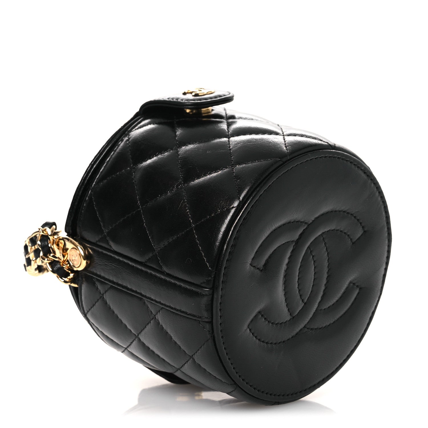 Chanel Lambskin Quilted Chain Top Handle Vanity With Chain  Black 4 of 10