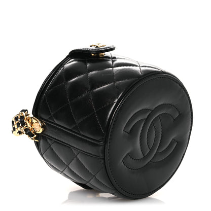 Chanel Lambskin Quilted Chain Top Handle Vanity With Chain  Black 4 of 10