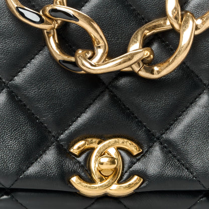 Chanel Lambskin Quilted Small Color Match Flap Black 8 of 10