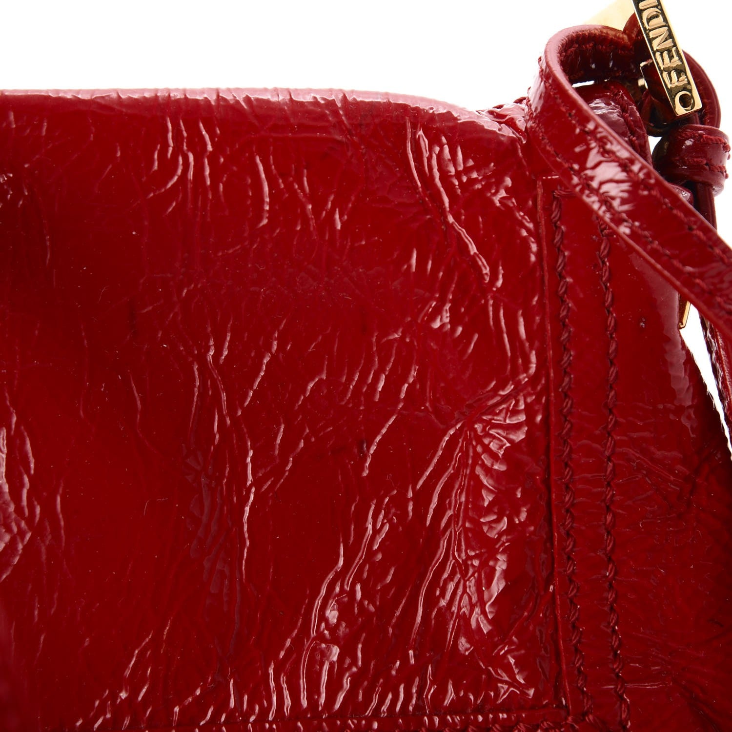 Fendi Vitello Naplak Small Convertible Baguette Rosso 8 of 13