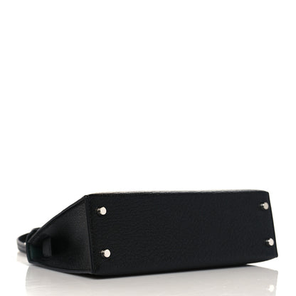 Hermes Chevre Mysore Horseshoe Mini Kelly Sellier 20 Black Vert Fonce 3 of 9