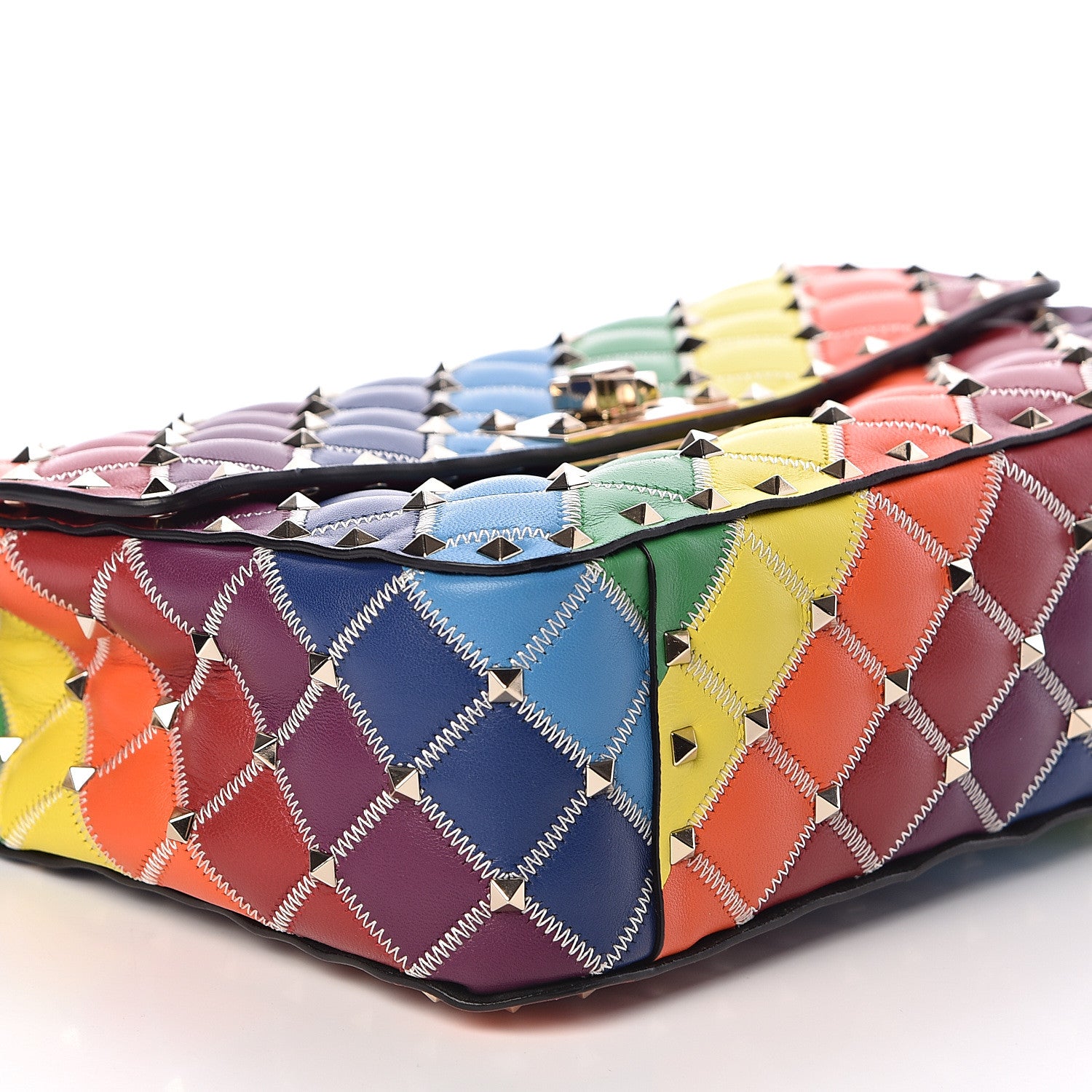 Valentino Garavani Lambskin Medium Rockstud Spike Shoulder Bag Rainbow 8 of 9
