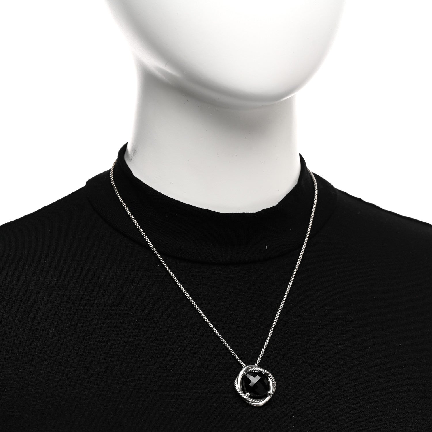 David Yurman Sterling Silver Black Onyx 14mm Infinity Pendant Necklace 2 of 4