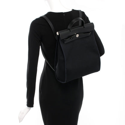 Hermes Toile Vache Calfskin Herbag 30 PM Backpack Black 2 of 9