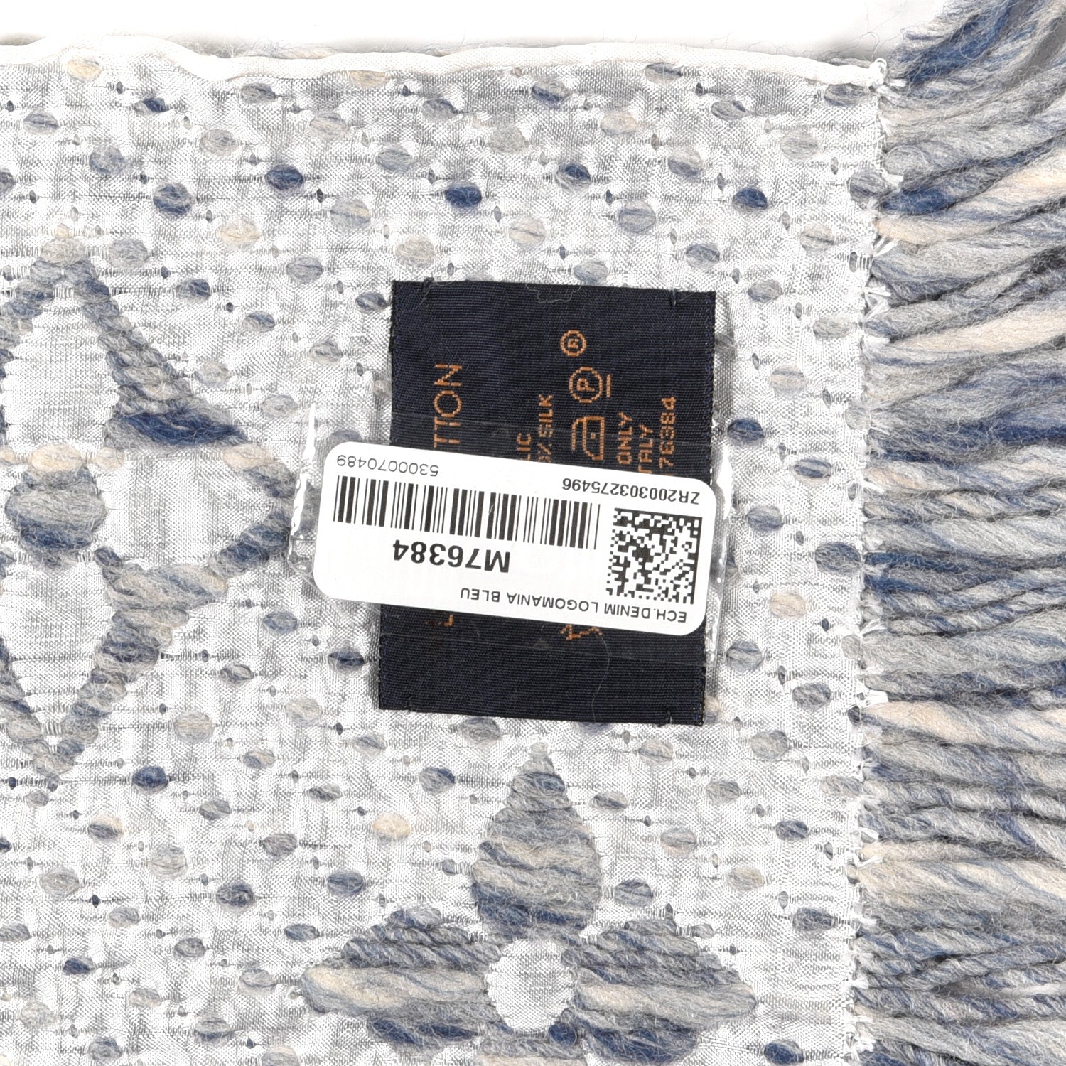 Louis Vuitton Wool Silk Logomania Scarf Denim Bleu 4 of 4