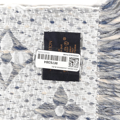 Louis Vuitton Wool Silk Logomania Scarf Denim Bleu 4 of 4