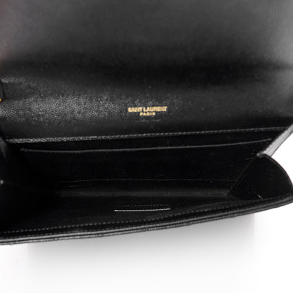 Saint Laurent Grain De Poudre Textured Mixed Matelasse Triquilt Monogram Clutch Black 5 of 10
