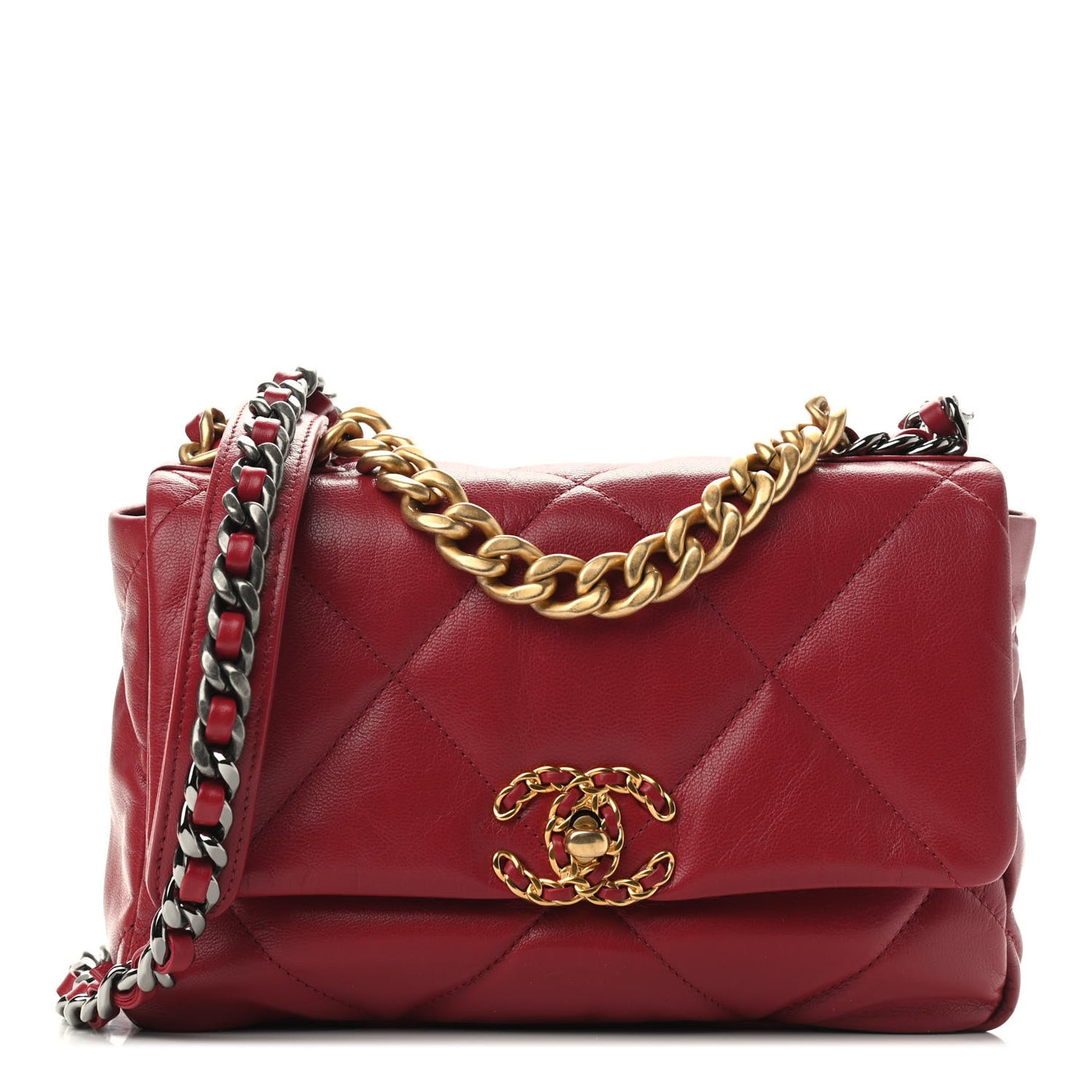 Goatskin Quilted Medium Chanel 19 Flap Red