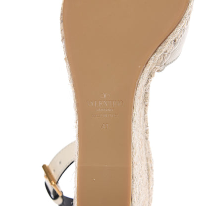 Valentino Garavani Grained Calfskin VLogo Ankle Wrap Espadrille Wedges 41 Light Ivory 7 of 10