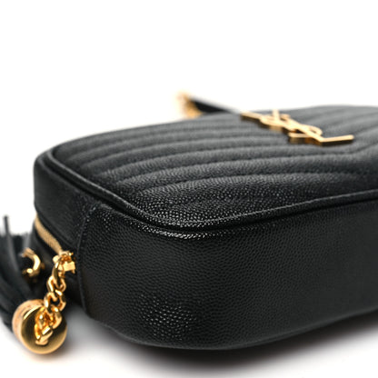 Saint Laurent Grain De Poudre Matelasse Monogram Mini Lou Camera Bag Black 9 of 10