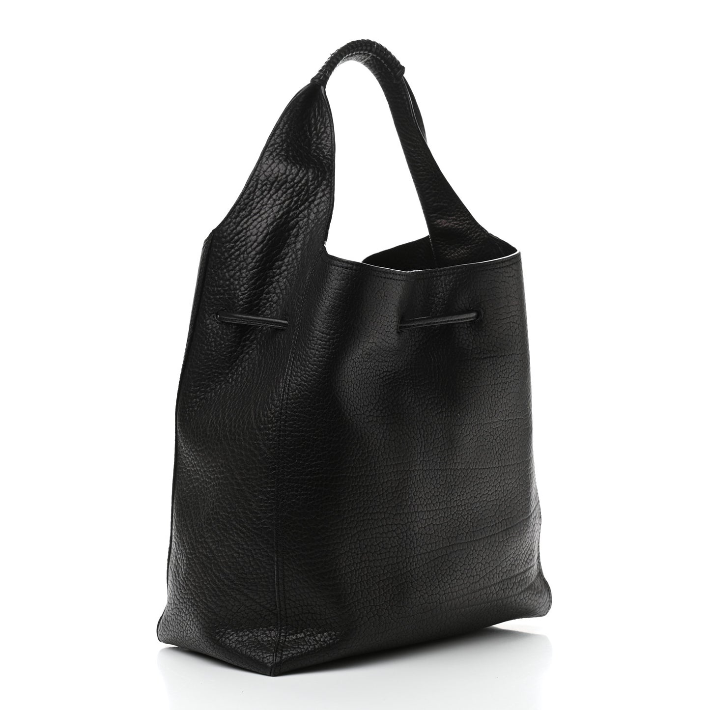 Textured Calfskin Shoulder Bag Black
