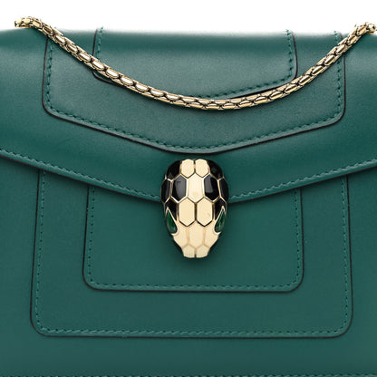 Bulgari Calfskin Small Serpenti Forever Snake Strap Crossbody Bag Emerald Green 8 of 13