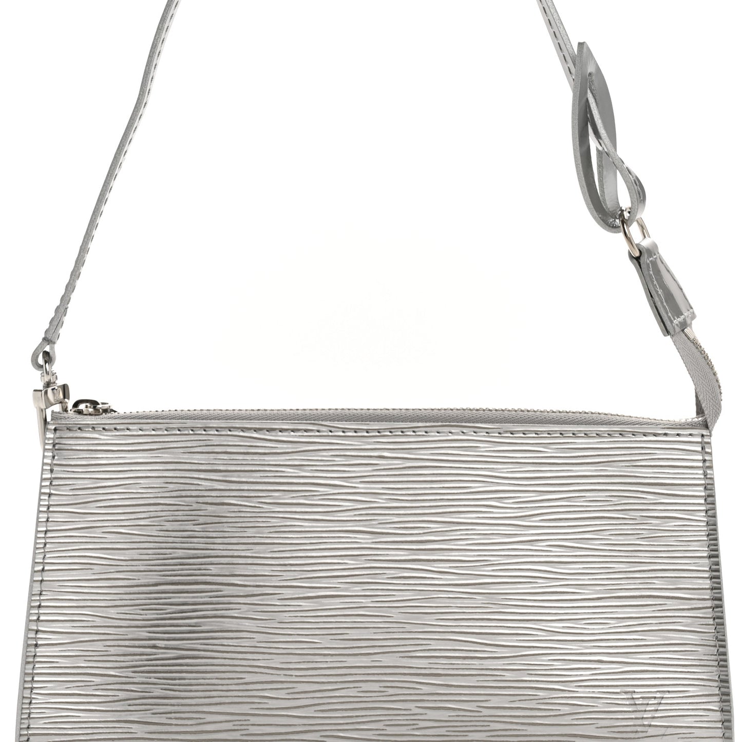 Epi Pochette Accessories Metallic Silver