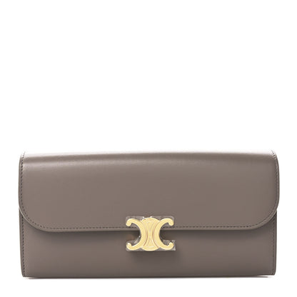 Celine Shiny Calfskin Large Triomphe Wallet Pebble 1 of 9